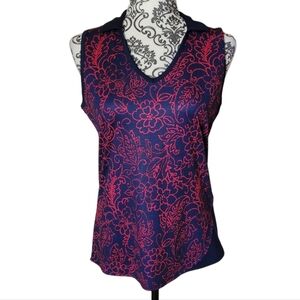 Callaway navy and red floral sleeveless golf shirt size medium